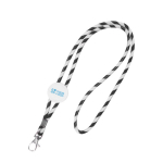 Röhrenförmiges Lanyard aus Polyester mit buntem Streifenmuster farbe schwarz