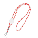 Röhrenförmiges Lanyard aus Polyester mit buntem Streifenmuster farbe rot