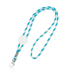 Röhrenförmiges Lanyard aus Polyester mit buntem Streifenmuster farbe hellblau