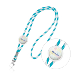 Röhrenförmiges Lanyard aus Polyester mit buntem Streifenmuster farbe hellblau