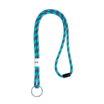 Gestreiftes röhrenförmiges Lanyard mit Verschluss und Schlüsselring farbe türkis