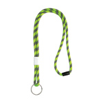 Gestreiftes röhrenförmiges Lanyard mit Verschluss und Schlüsselring farbe neongrün