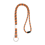 Gestreiftes röhrenförmiges Lanyard mit Verschluss und Schlüsselring farbe neonorange