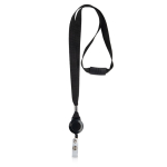 Polyester-Lanyard mit ausziehbarem Kartenhalter farbe schwarz