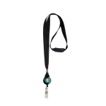 Polyester-Lanyard mit ausziehbarem Kartenhalter farbe schwarz