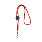 Gestreiftes Lanyard in Röhrenform aus RPET mit Karabiner, 3 cm farbe rot