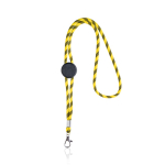 Gestreiftes Lanyard in Röhrenform aus RPET mit Karabiner, 3 cm farbe gelb