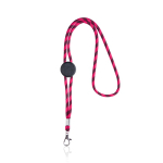 Gestreiftes Lanyard in Röhrenform aus RPET mit Karabiner, 3 cm farbe rosa