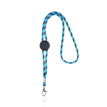 Gestreiftes Lanyard in Röhrenform aus RPET mit Karabiner, 3 cm farbe türkis