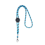 Gestreiftes Lanyard in Röhrenform aus RPET mit Karabiner, 3 cm farbe türkis