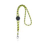 Gestreiftes Lanyard in Röhrenform aus RPET mit Karabiner, 3 cm farbe hellgrün