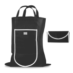 Faltbare Non-Woven-Tasche mit Klettverschluss, 80 g/m2 farbe schwarz