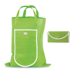 Faltbare Non-Woven-Tasche mit Klettverschluss, 80 g/m2 farbe hellgrün