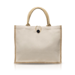 Tasche aus Baumwolle und Jute mit Knopfverschluss und Henkel, 310 g/m2 farbe beige