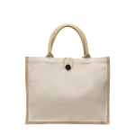 Tasche aus Baumwolle und Jute mit Knopfverschluss und Henkel, 310 g/m2 farbe beige