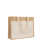 Jute- und Baumwolltasche mit Vorderfach, Tragkraft: 11 kg farbe beige