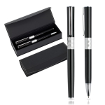 Kugelschreiber- und Rollerball-Set aus Metall, schwarze Tinte farbe schwarz