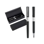 Kugelschreiber- und Rollerball-Set aus Metall, schwarze Tinte farbe schwarz