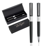 Kugelschreiber- und Rollerball-Set aus Metall, schwarze Tinte