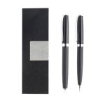 Kugelschreiber- und Rollerball-Set aus Metall im Etui, schwarze Tinte farbe schwarz