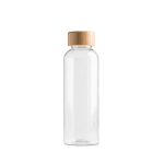 Flasche aus recyceltem PET mit Bambusdeckel, 500 ml farbe transparent