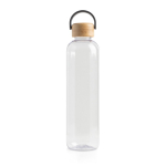 Tritan-Flasche mit Bambusdeckel und Tragegriff, 1L farbe schwarz