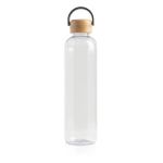 Tritan-Flasche mit Bambusdeckel und Tragegriff, 1L farbe schwarz