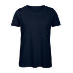 Damen-T-Shirt aus Bio-Baumwolle mit kurzen Ärmeln, 140 g/m2, B&C farbe marineblau