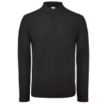 Langärmliges Herren-Poloshirt aus Baumwolle, 180 g/m2, B&C farbe schwarz