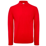 Langärmliges Herren-Poloshirt aus Baumwolle, 180 g/m2, B&C farbe rot