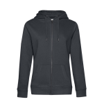 Damen-Sweatshirtjacke aus Baumwolle mit Reißverschluss, 280 g/m2, B&C farbe dunkelgrau