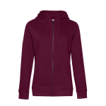 Damen-Sweatshirtjacke aus Baumwolle mit Reißverschluss, 280 g/m2, B&C farbe granatrot