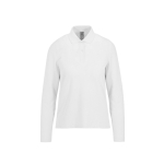 Klassisches Langarm-Piqué-Baumwollpoloshirt für Damen, 180 g/m2 B&C farbe weiß