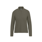 Klassisches Langarm-Piqué-Baumwollpoloshirt für Damen, 180 g/m2 B&C farbe militärgrün