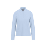 Klassisches Langarm-Piqué-Baumwollpoloshirt für Damen, 180 g/m2 B&C farbe blaugrau