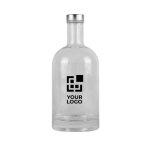 Glasflasche mit Aluminiumverschluss mit Logo, 750 ml farbe transparent Ansicht mit Druckbereich