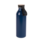 Flasche aus recyceltem Aluminium mit Holzdetail im Verschluss, 550 ml farbe blau dritte Ansicht