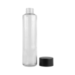 Glasflasche mit Verschluss aus recyceltem Kunststoff, 750 ml farbe schwarz erste Ansicht