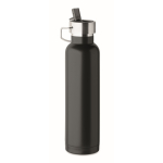 Thermoflasche aus recyceltem Edelstahl mit Strohhalm und Griff, 660 ml farbe schwarz