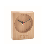 Analoge Uhr, komplett Bambus mit Logo bedrucken farbe holzton Ansicht mit Druckbereich