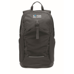 Wasserfester Rucksack mit reflektierendem Band, 15'' farbe schwarz Ansicht mit Druckbereich