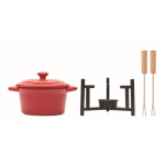 Kleines Fondue-Set für 2 Personen aus Keramik mit 2 Gabeln, 300 ml farbe rot zweite Ansicht