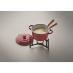 Kleines Fondue-Set für 2 Personen aus Keramik mit 2 Gabeln, 300 ml farbe rot viertes Detailbild