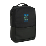 Laptop-Rucksack aus Polyester mit Trolley-Gurt, 15'' farbe schwarz Ansicht mit Druckbereich