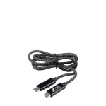 1-Meter-Nylon-Ladekabel mit USB-C-Anschlüssen, 100 W farbe schwarz Ansicht mit Druckbereich