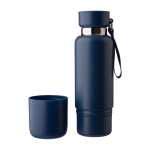 Matte Thermoskanne aus Edelstahl mit 300 ml-Becher, 500 ml farbe blau 41603.75