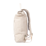 Rolltop-Rucksack aus Hanf mit kleiner Fronttasche, 280 g/m2 farbe khaki vierte Ansicht