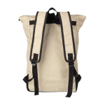 Rolltop-Rucksack aus RPET mit Frontreißverschluss farbe beige sechste Ansicht