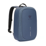 Wasserdichter diebstahlsicherer Rucksack aus RPET mit RFID-Schutz, 16” farbe marineblau Ansicht mit Logo