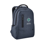 Wasserdichter Laptop-Rucksack aus recyceltem Nylon und RPET 210D, 17” farbe blau Ansicht mit Logo 1